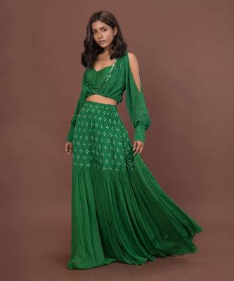 Green Bohemian Lehenga Set 4