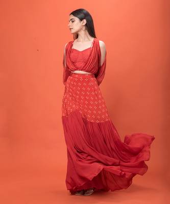 Red Bohemian Lehenga Set 1