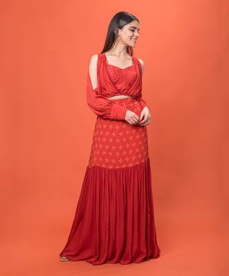 Red Bohemian Lehenga Set 2