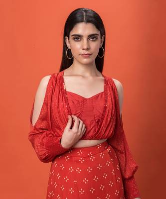 Red Bohemian Lehenga Set 3