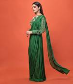 Green Grecian Pre-Draped Saree