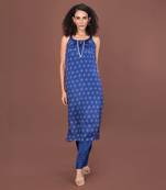 Blue Keyhole Kurta Set