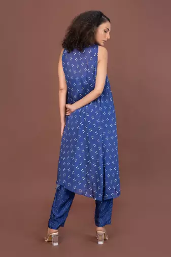 Blue Keyhole Kurta Set