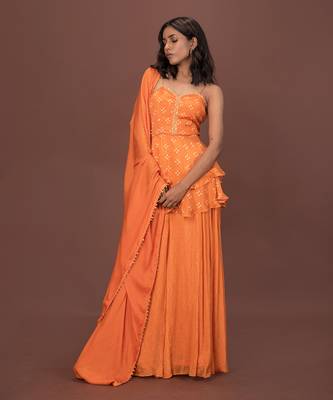 Orange Layered Kurta & Sharara Set 1