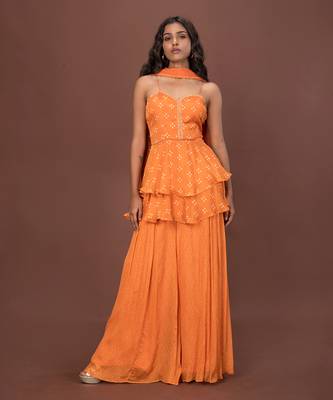 Orange Layered Kurta & Sharara Set 2