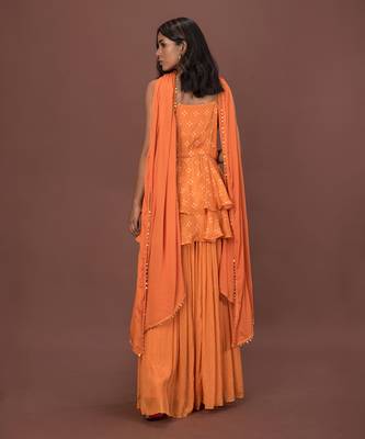 Orange Layered Kurta & Sharara Set 4
