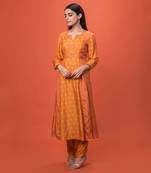 Orange Panelled Kurta Set