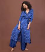 Blue Wrap Over Kurta Set