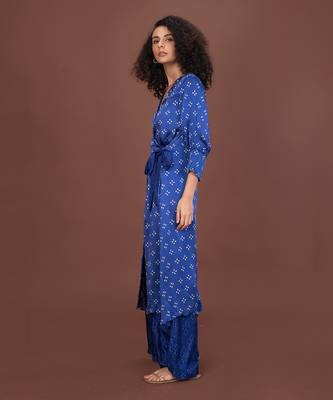 Blue Wrap Over Kurta Set 3