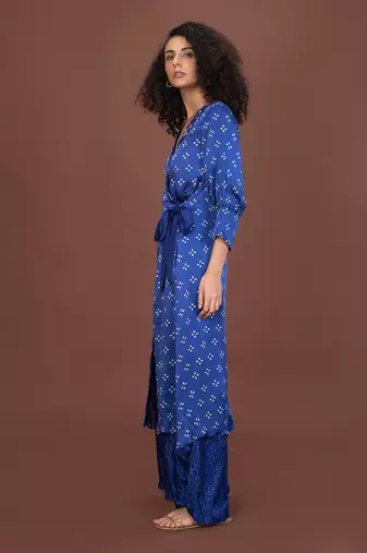 Blue Wrap Over Kurta Set