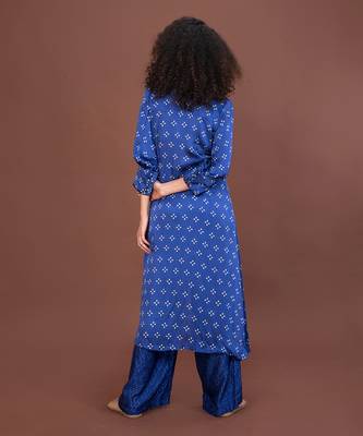 Blue Wrap Over Kurta Set 5