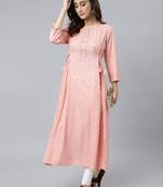 Peach printed rayon ethnic-kurtis