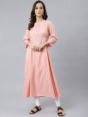 Peach printed rayon ethnic-kurtis 2