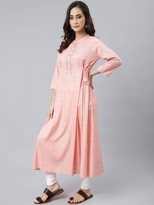 Peach printed rayon ethnic-kurtis 3