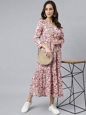 Peach printed cotton ethnic-kurtis 2