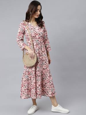 Peach printed cotton ethnic-kurtis 3