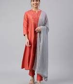 Orange embroidered silk salwar