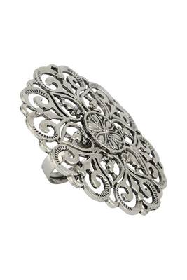 Foxy Stylish German Silver Oxidised Round Shape Designer Adjustable Ring 2