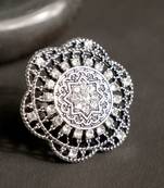 Alluring Designer Silver Plated Stone Studded Adjustable Finger Ring