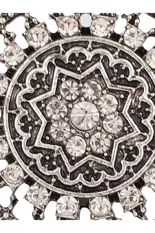 Alluring Designer Silver Plated Stone Studded Adjustable Finger Ring