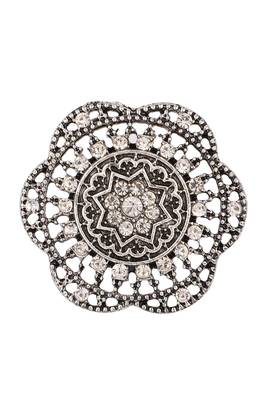 Alluring Designer Silver Plated Stone Studded Adjustable Finger Ring 3