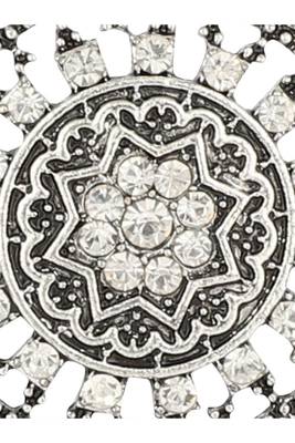 Diving Silver Plated Stone Studded Alloy Floral Ring 2