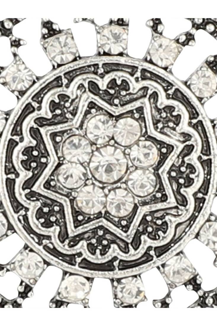 Diving Silver Plated Stone Studded Alloy Floral Ring