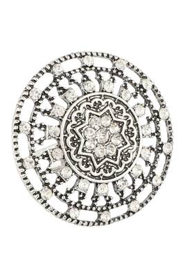 Diving Silver Plated Stone Studded Alloy Floral Ring 4