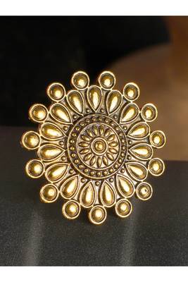 Stunning Tribal Look Oxidised Silver Plated Adjustable Floral Ring 1