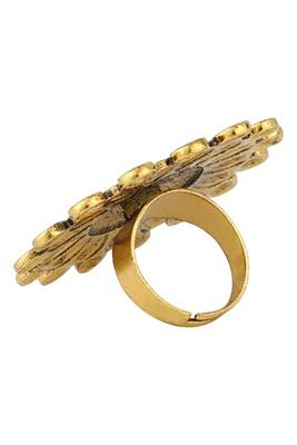 Stunning Tribal Look Oxidised Silver Plated Adjustable Floral Ring 5