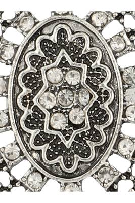 Classy Silver Plated Stone Studded Alloy Floral Ring 2