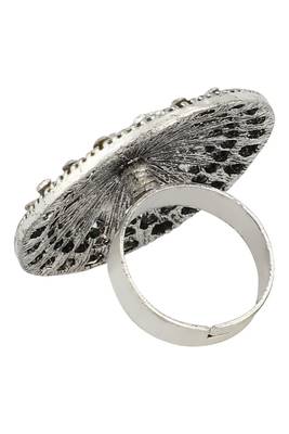Classy Silver Plated Stone Studded Alloy Floral Ring 5