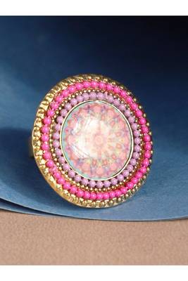 Heavenly Designer Gold Plated Enamelled Stone Studded Adjustable Finger Ring 1