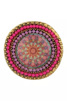 Heavenly Designer Gold Plated Enamelled Stone Studded Adjustable Finger Ring