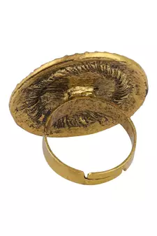 Heavenly Designer Gold Plated Enamelled Stone Studded Adjustable Finger Ring