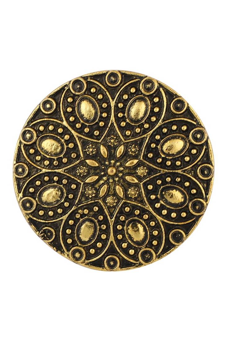 Winnig Tribal Look Oxidised Gold Plated Adjustable Floral Ring