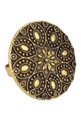 Winnig Tribal Look Oxidised Gold Plated Adjustable Floral Ring 4