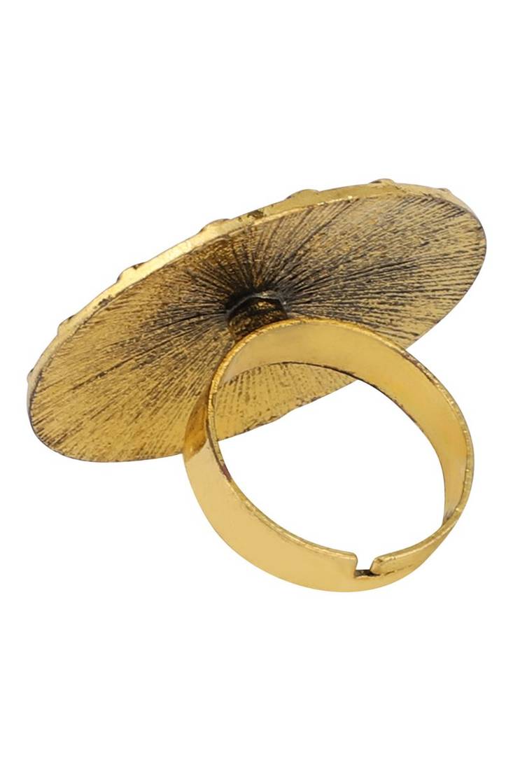 Winnig Tribal Look Oxidised Gold Plated Adjustable Floral Ring