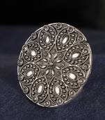 Breathtaking Tribal Look Oxidised Silver Plated Adjustable Floral Ring