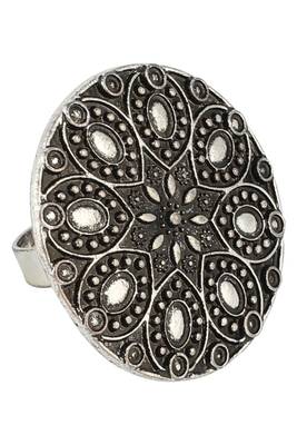 Breathtaking Tribal Look Oxidised Silver Plated Adjustable Floral Ring 4