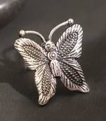 Admirable Tribal Look Oxidised Silver Plated Adjustable Butterfly Shape Ring
