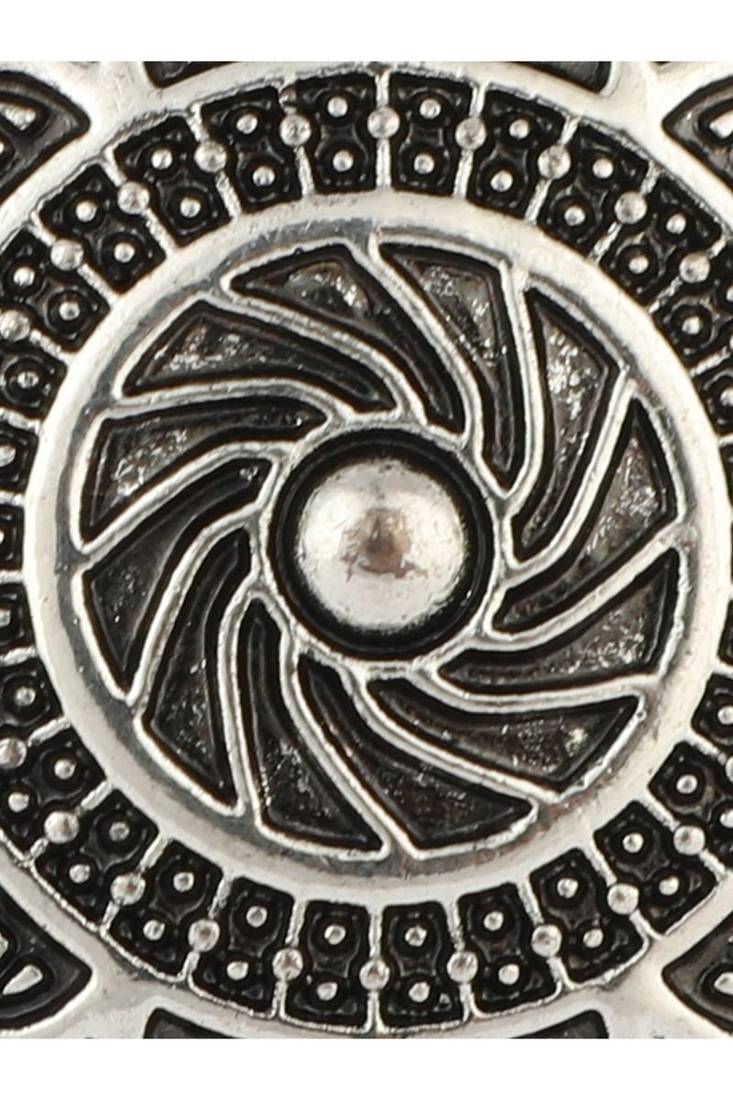 Fablous Tribal Look Oxidised Silver Plated Adjustable Floral Ring