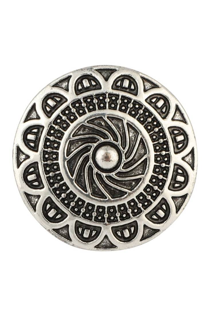 Fablous Tribal Look Oxidised Silver Plated Adjustable Floral Ring