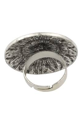 Fablous Tribal Look Oxidised Silver Plated Adjustable Floral Ring 5