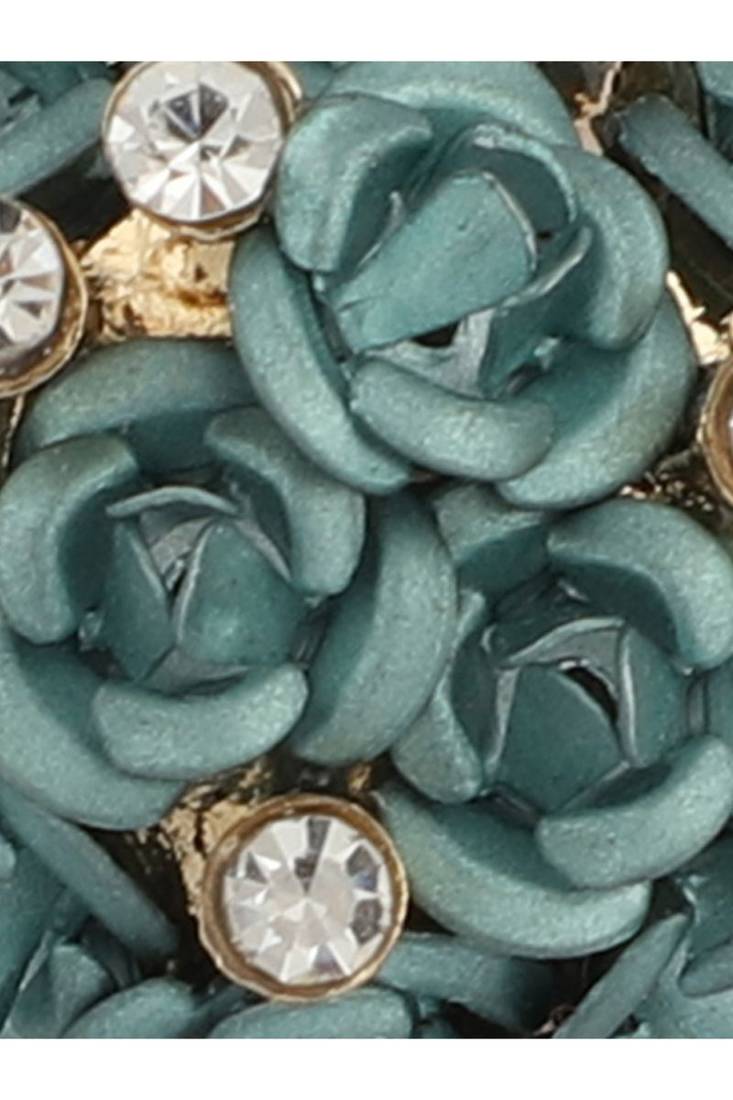 Rosy Gold Plated Designer Flower Detailed Stone Studded Adjustable Ring