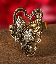 Fascinating Appealing Classy GoldPlated Stone Studded Butterfly Shape Adjustable Ring