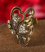 Fascinating Appealing Classy GoldPlated Stone Studded Butterfly Shape Adjustable Ring