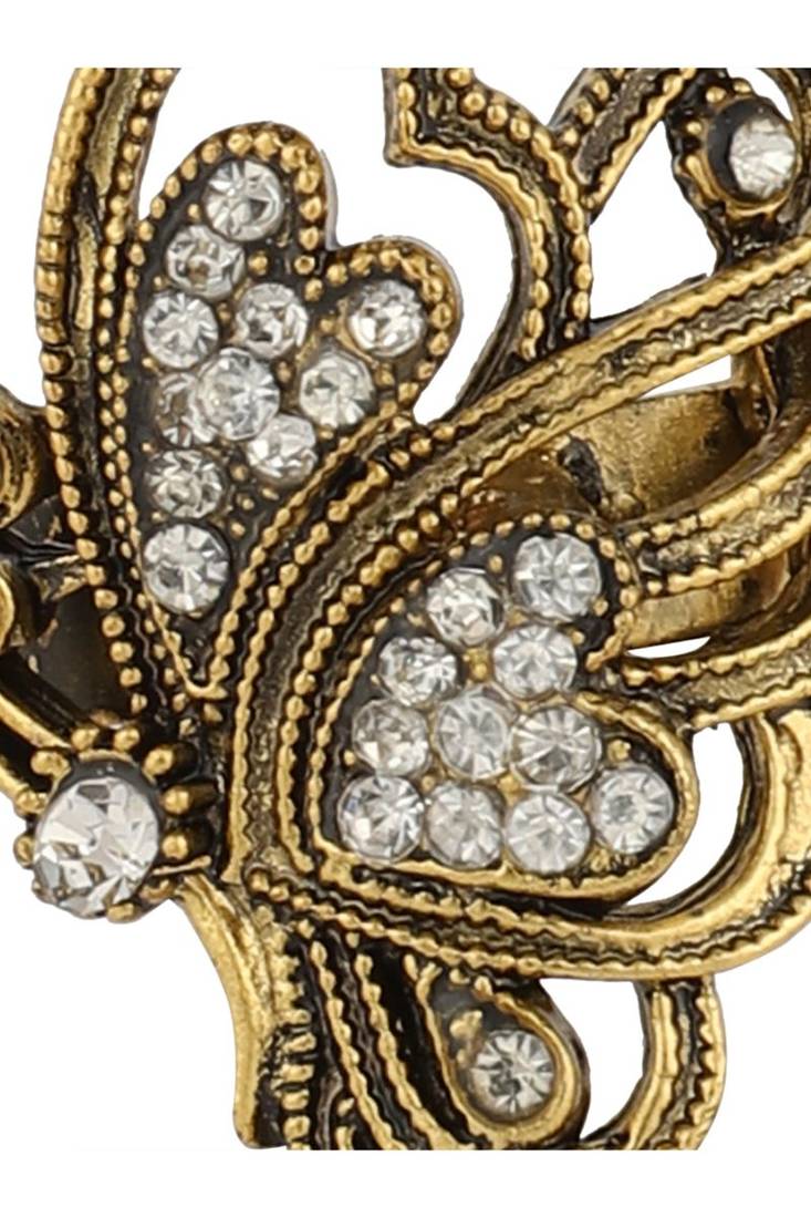 Fascinating Appealing Classy GoldPlated Stone Studded Butterfly Shape Adjustable Ring
