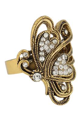 Fascinating Appealing Classy GoldPlated Stone Studded Butterfly Shape Adjustable Ring 4