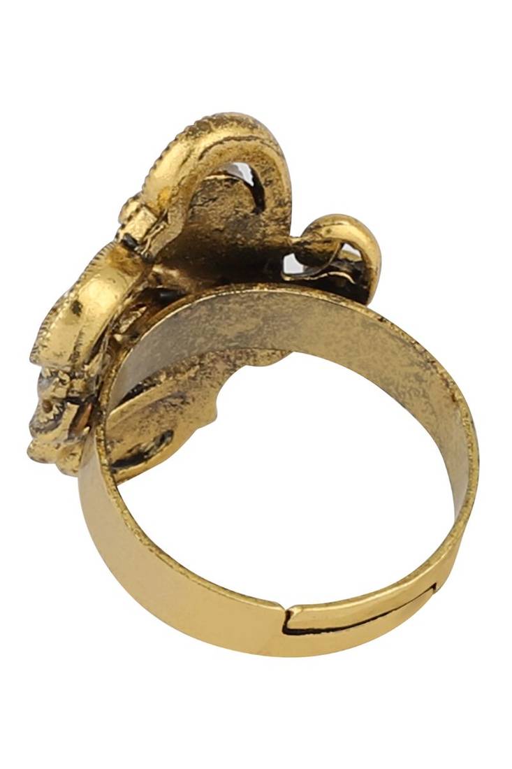 Fascinating Appealing Classy GoldPlated Stone Studded Butterfly Shape Adjustable Ring